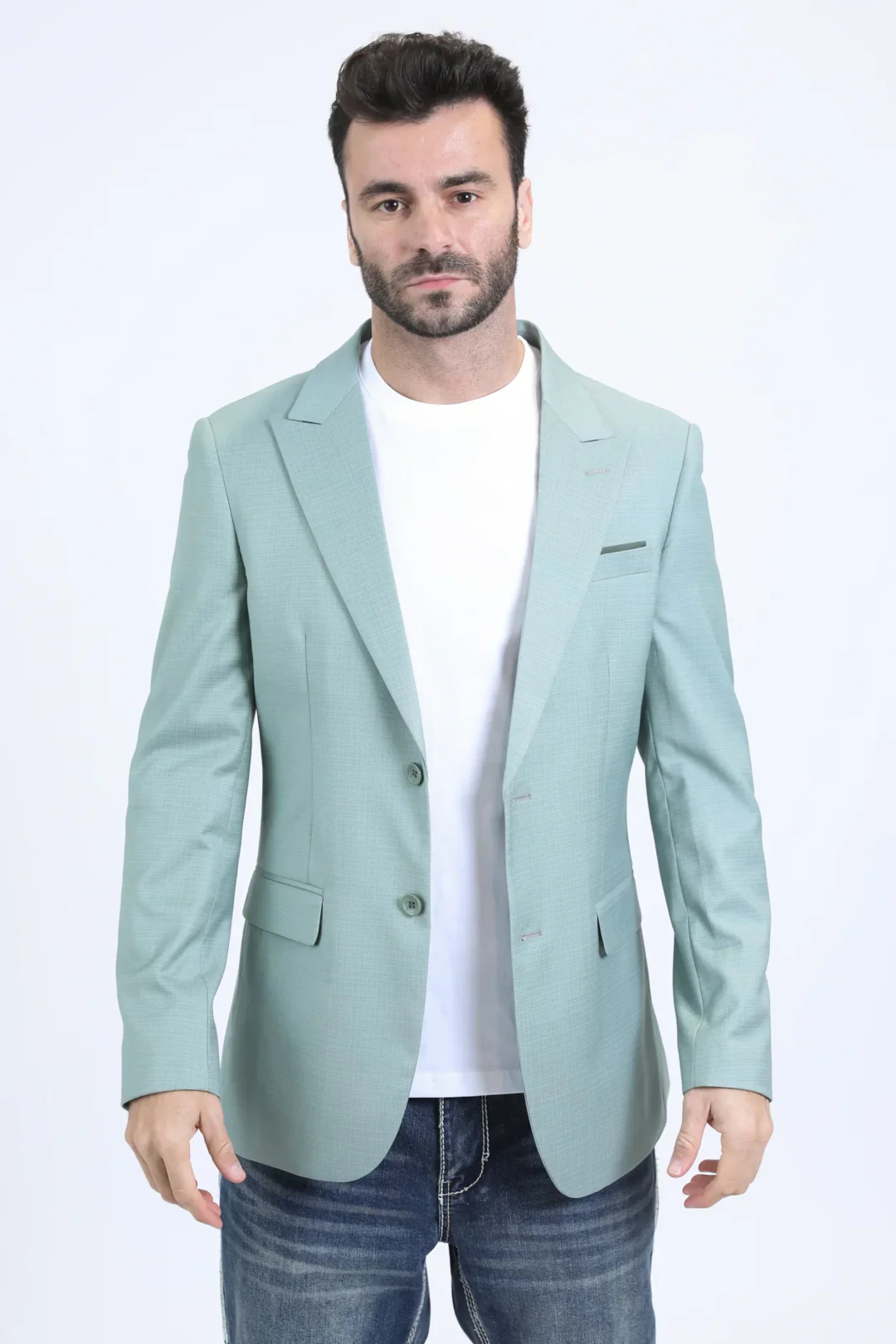 MENS BLAZER MINT GREEN TEAL BLZ10812 CLASIC ROPA HOMBRES