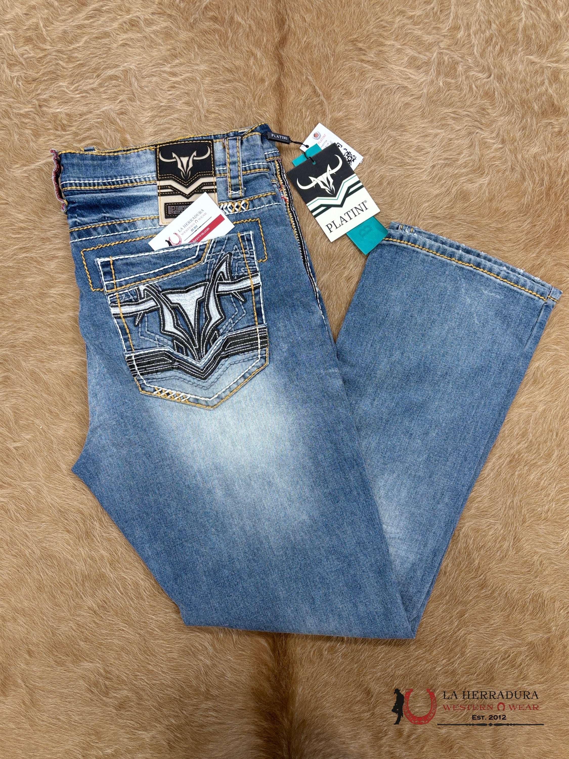 PLATINI MENS BOOT CUT JEANS LT BLUE- PHD7738 ROPA HOMBRES