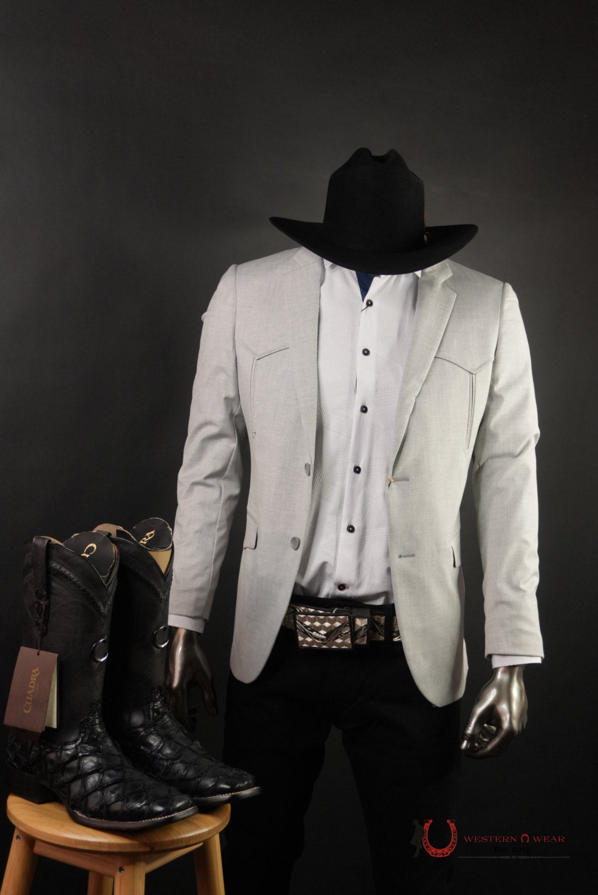 MENS DOUBLE BOTTOM WESTERN/RANCHER GREY BLAZER - BLW10522 ROPA HOMBRES