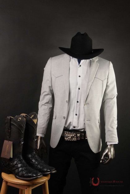 PLATINI AMERICANA/VAQUERO CON DOBLE FONDO PARA HOMBRE BLAZER GRIS - BLW10522/BLZ10812