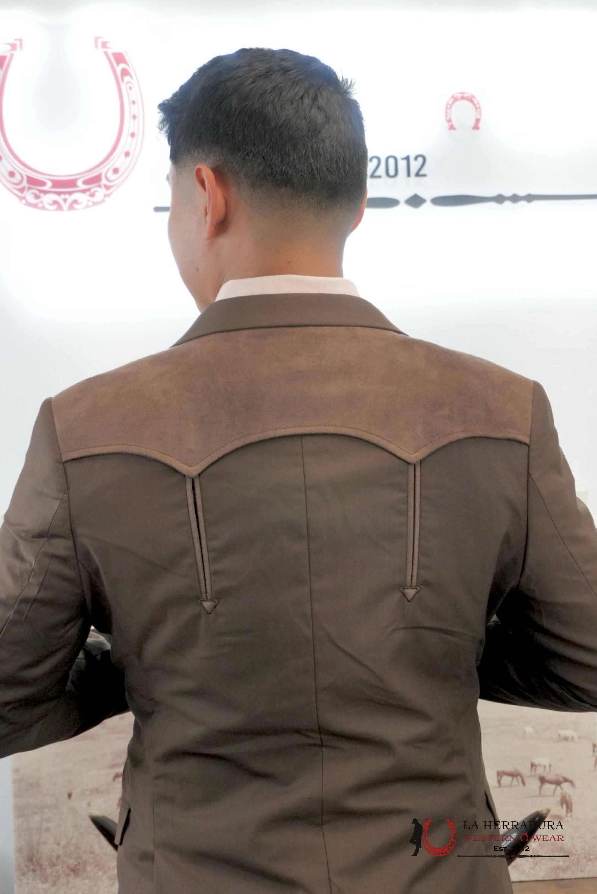 PLATINI GAMUZA DETAILS DARK BROWN BLAZER - WST9749 ROPA HOMBRES