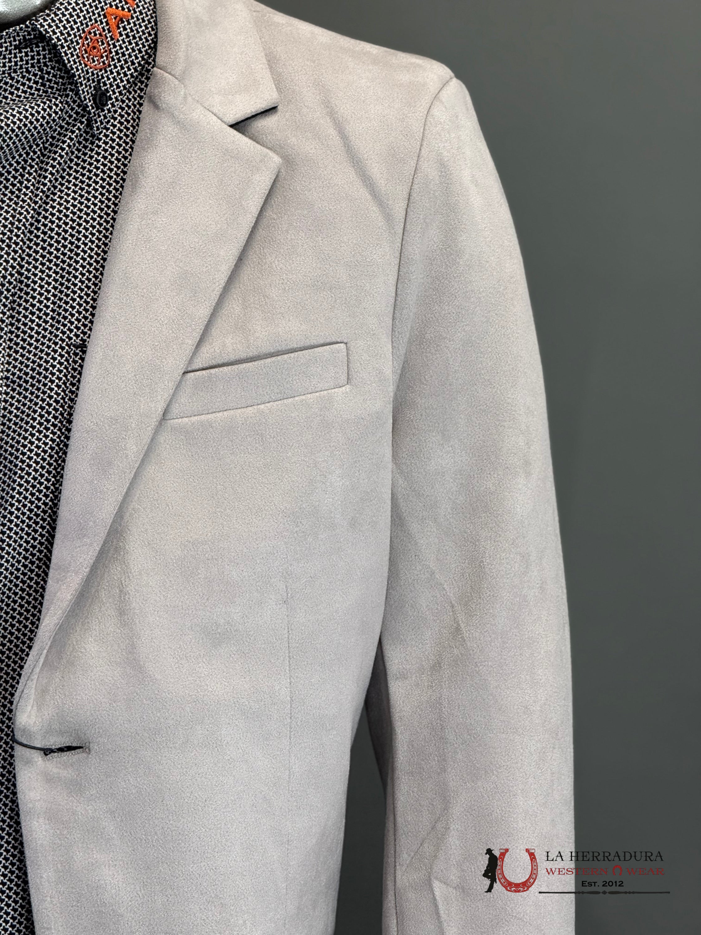 Platini Grey Gamuza Suede Blazer- Blz10537 Ropa Hombres