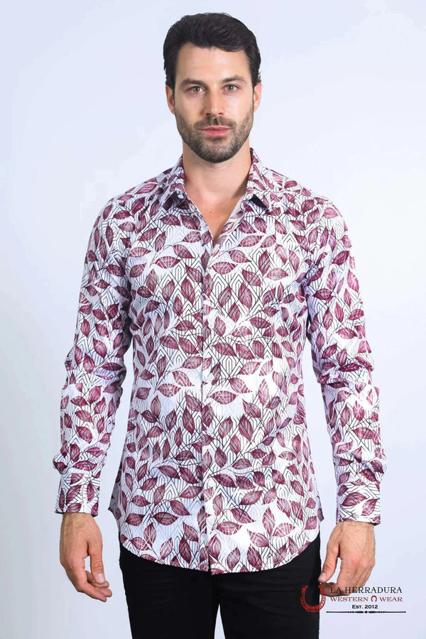 Camisa Blanca de Manga Larga para Hombre Platini de Ajuste Moderno Elástica con Diseño Metalizado - FPL10582