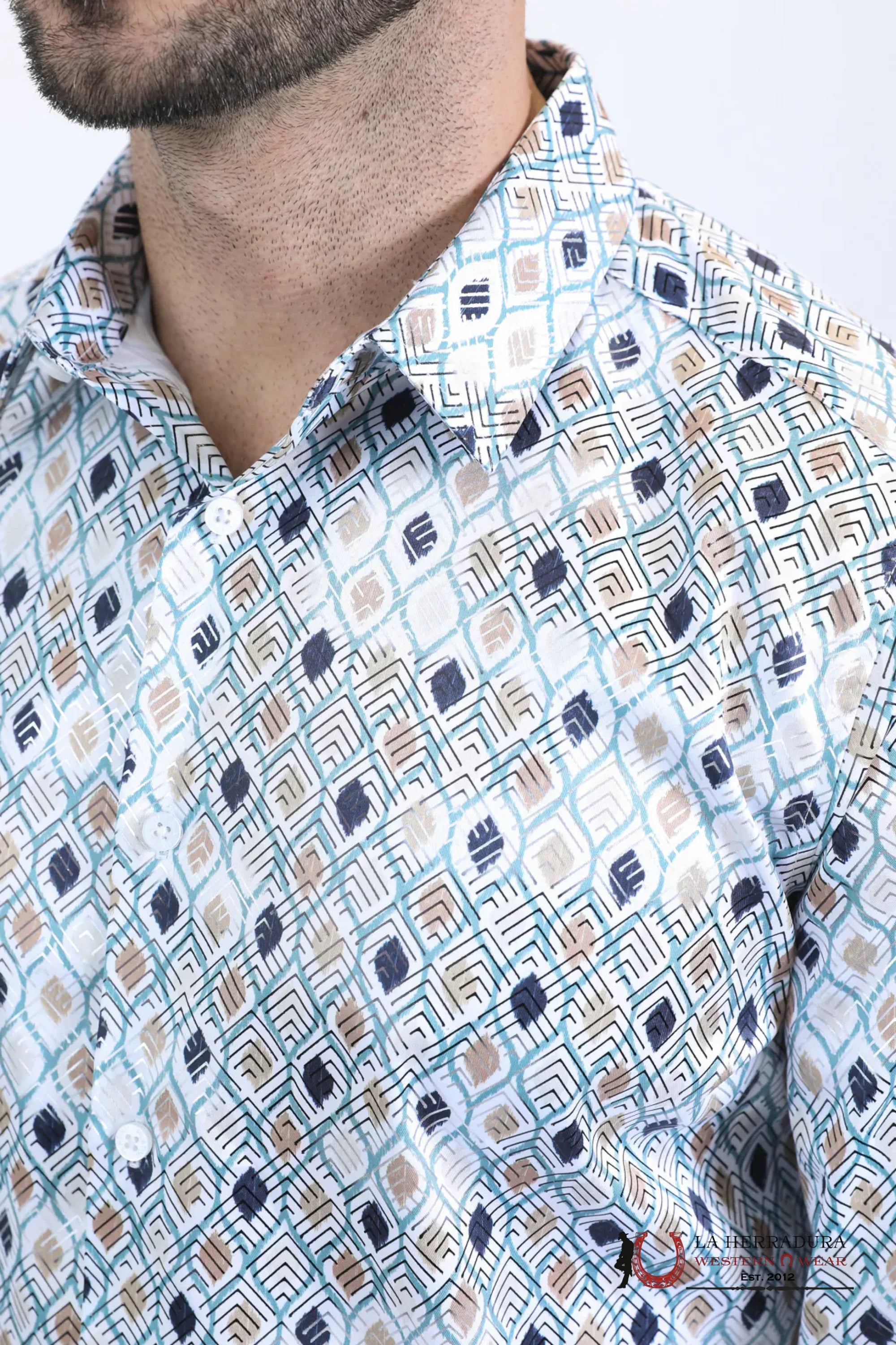 Platini Mens Long Sleeve Modern Fit Stretch Foil Fashion White Shirt - 10730 ROPA HOMBRES