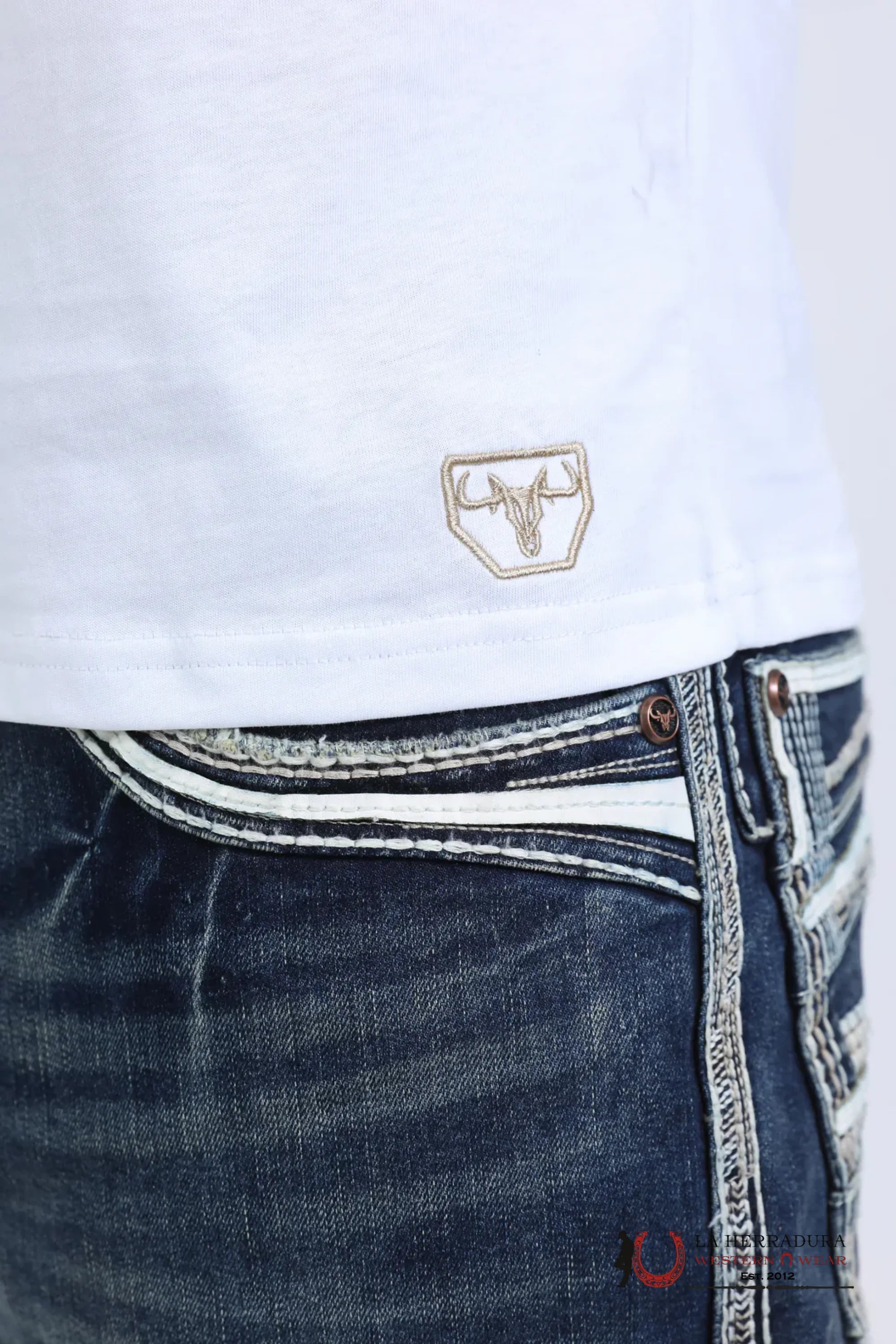 Platini Mens Modern Fit Stretch Cotton White Polo with Aztec Print - 10862 ROPA HOMBRES