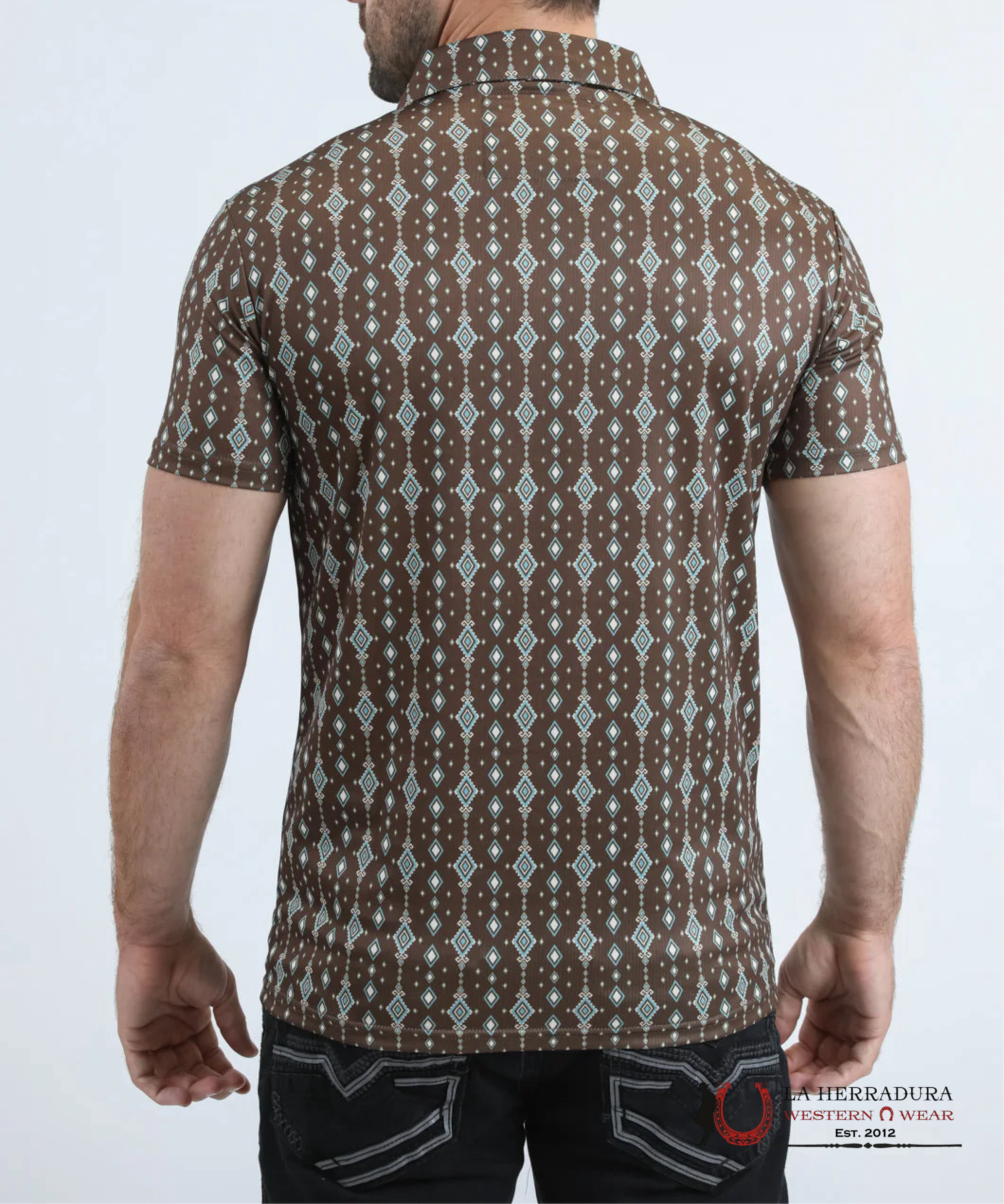 Platini Mens Modern fit stretch foil fashion Short sleeve Brown Shirt PGP11017 ROPA HOMBRES