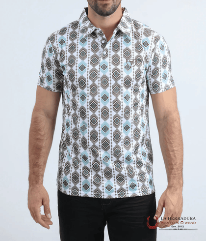 CAMISA BLANCA DE MANGA CORTA PLATINI PARA HOMBRE, AJUSTE MODERNO, ELÁSTICA CON DETALLES METALIZADOS - PGP11003