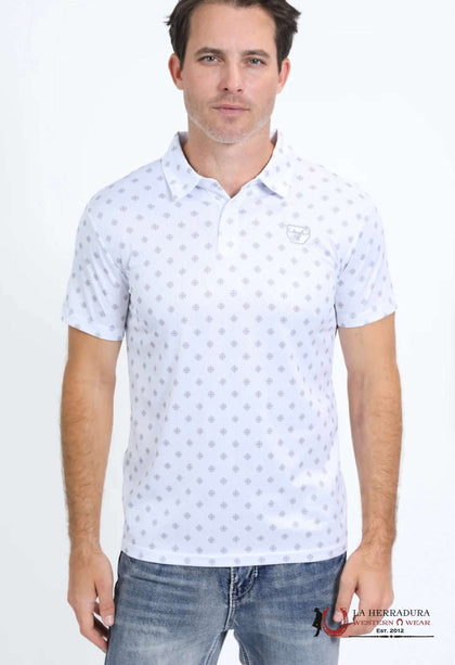 Polo Blanco con Estampado de Tejido de Rendimiento para Hombre Platini