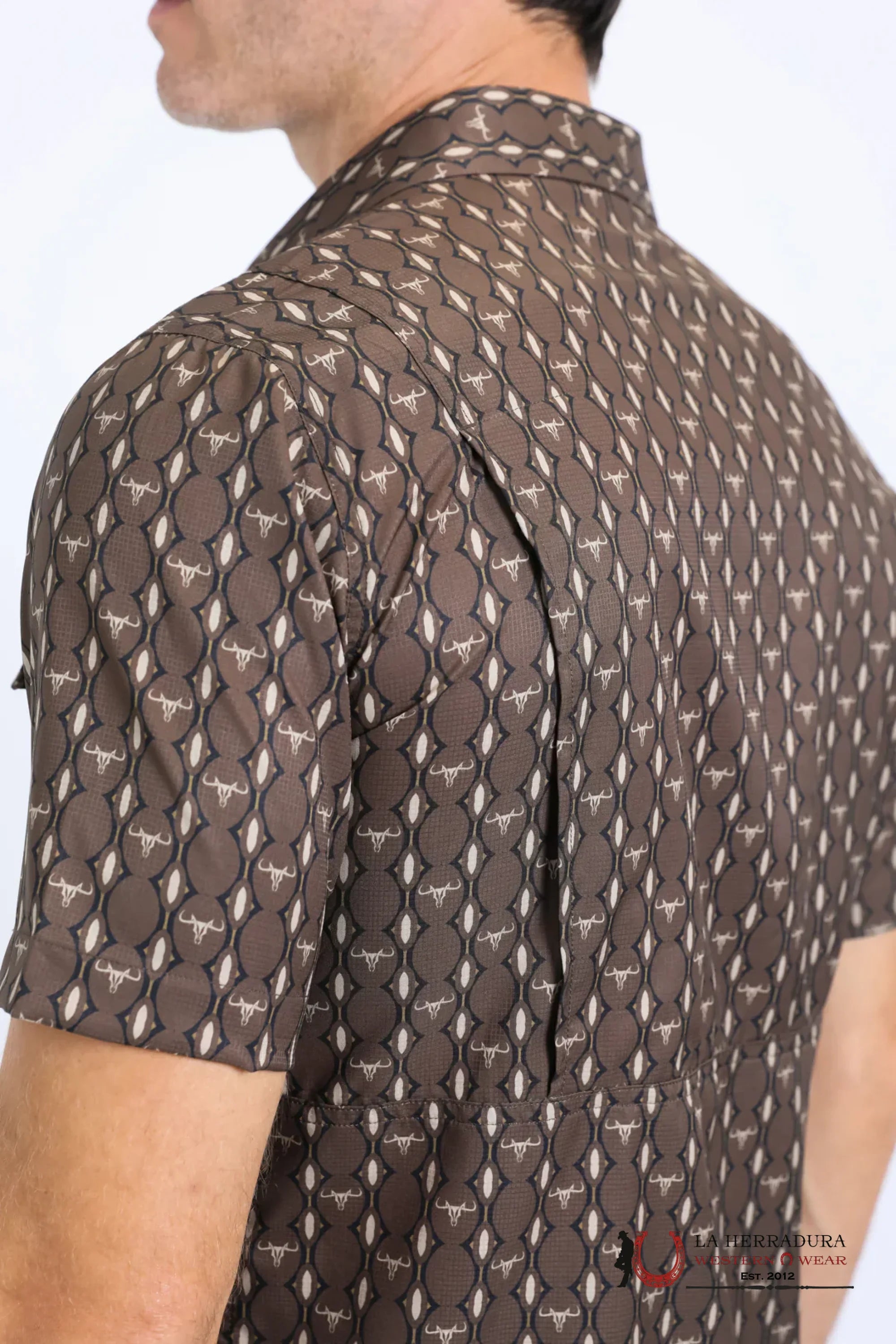 Platini Mens Performance Western Short Sleeve Aztec Print Black Shirt - 10643 ROPA HOMBRES