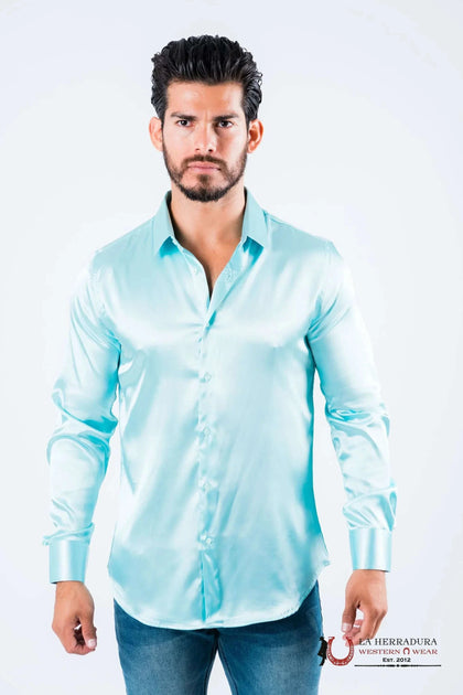 CAMISA DE VESTIR DE SATÉN AGUA PLATINI PARA HOMBRE - SJL8583