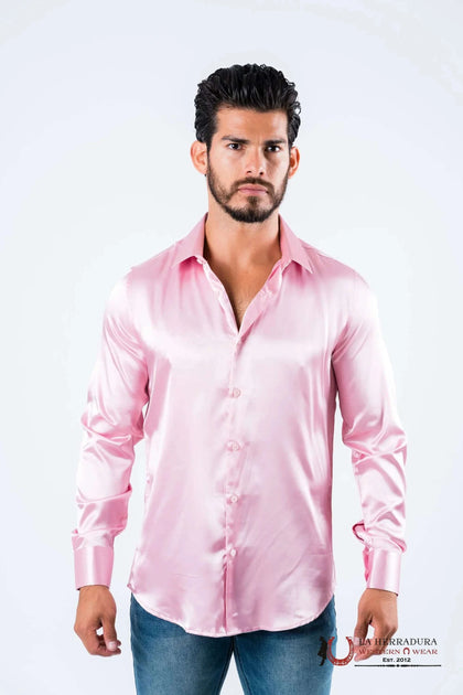 CAMISA DE VESTIR DE SATÉN ROSA PARA HOMBRE PLATINI - SJL8582