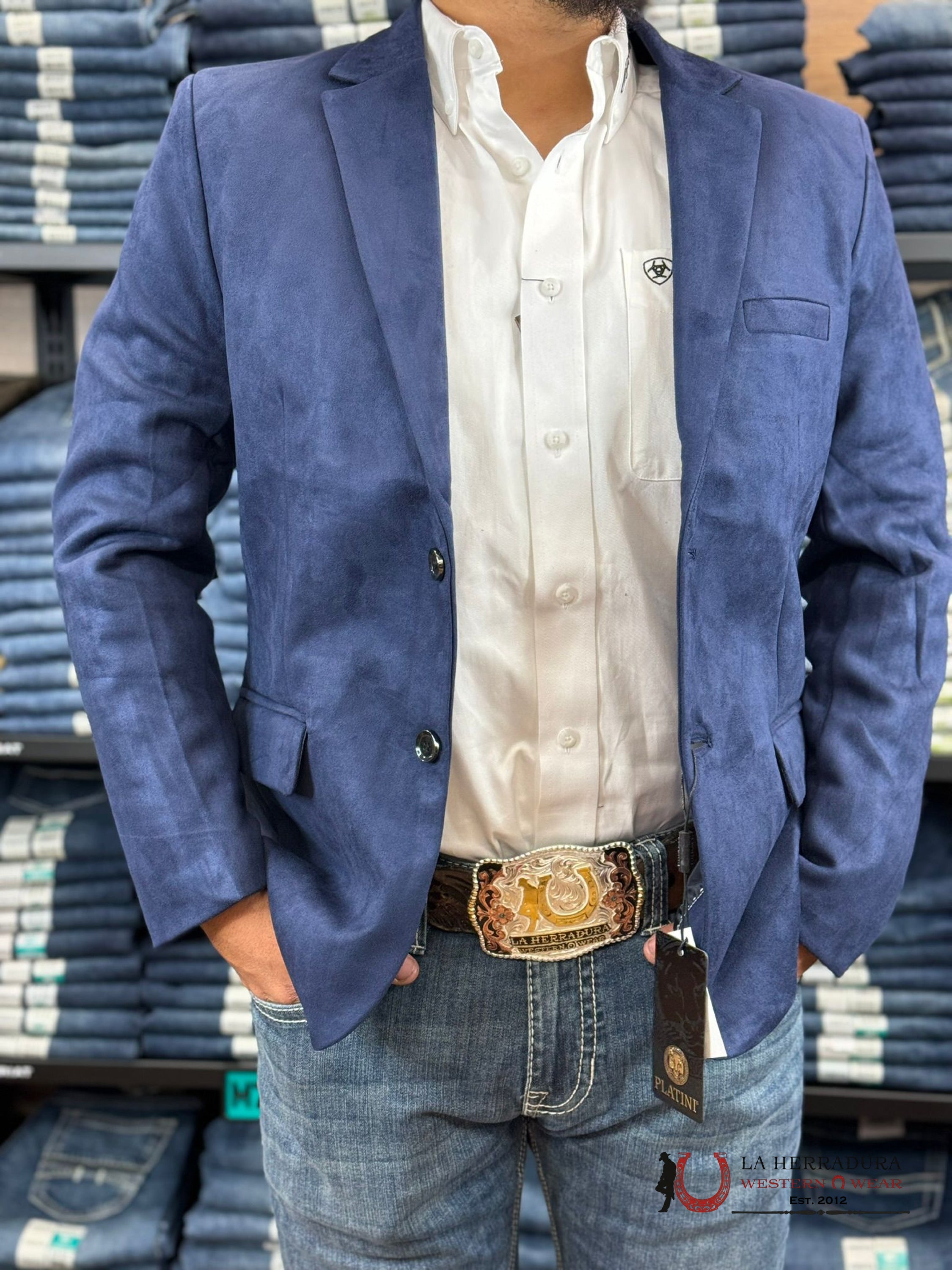 Platini Navy Gamuza Suede Blazer Blz8860 Ropa Hombres