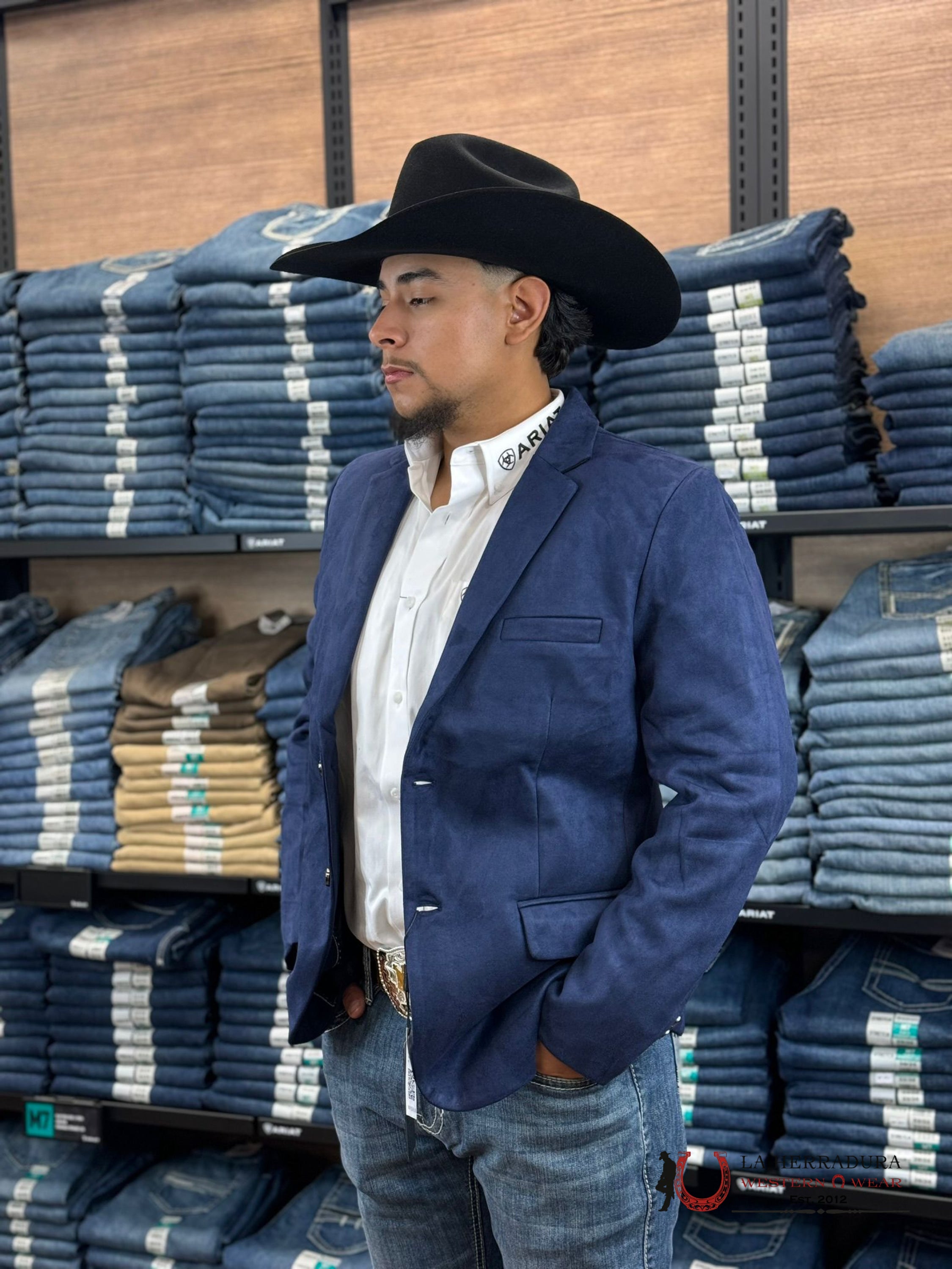 Platini Navy Gamuza Suede Blazer Blz8860 Ropa Hombres