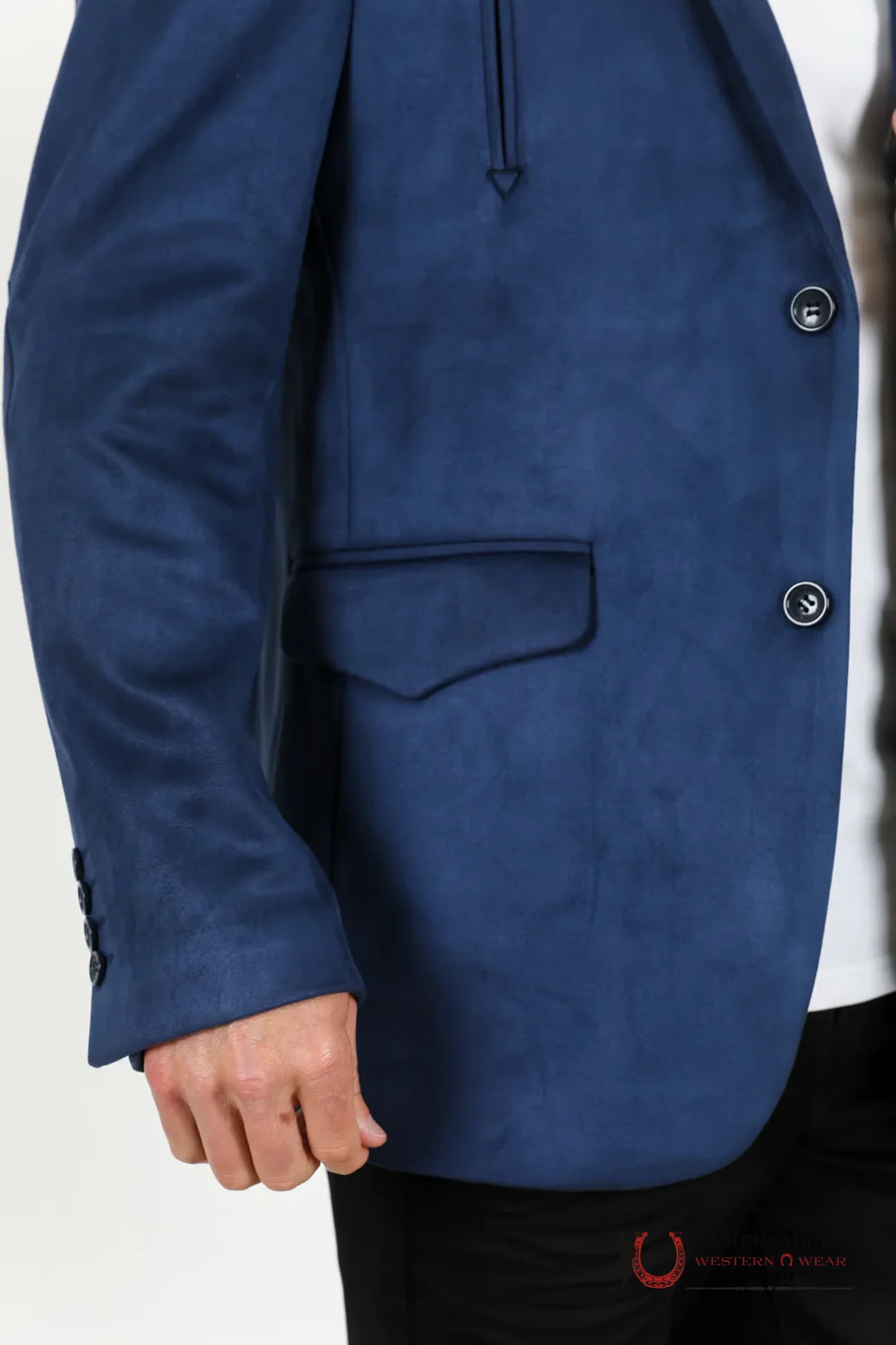 Navy Rancher Suede Blazer Ropa Hombres