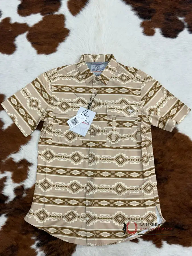 Platini Performance Beige Aztec Short Sleeve Ropa Hombres