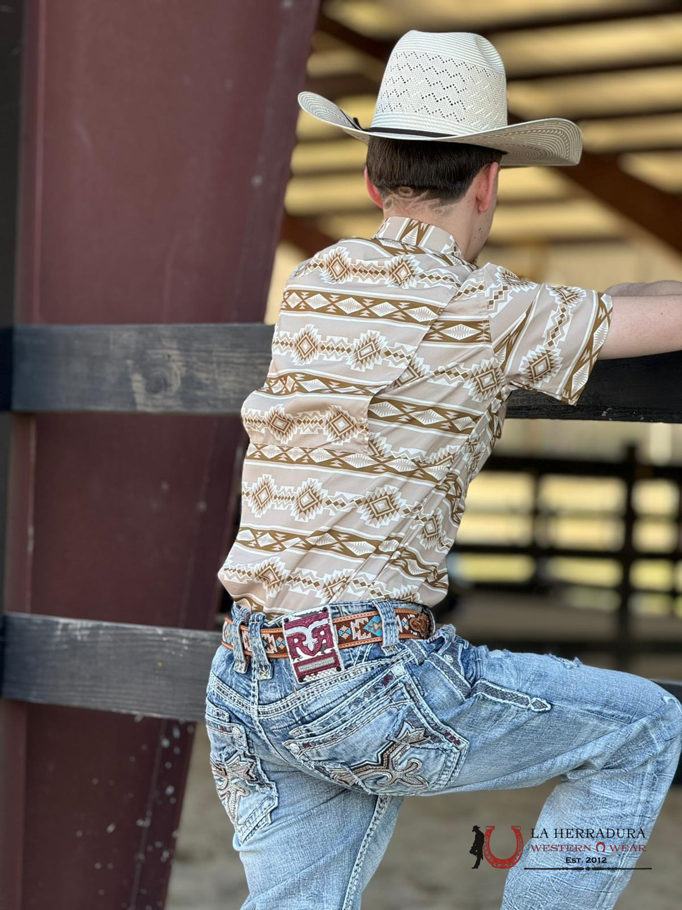 Platini Performance Beige Aztec Short Sleeve Ropa Hombres