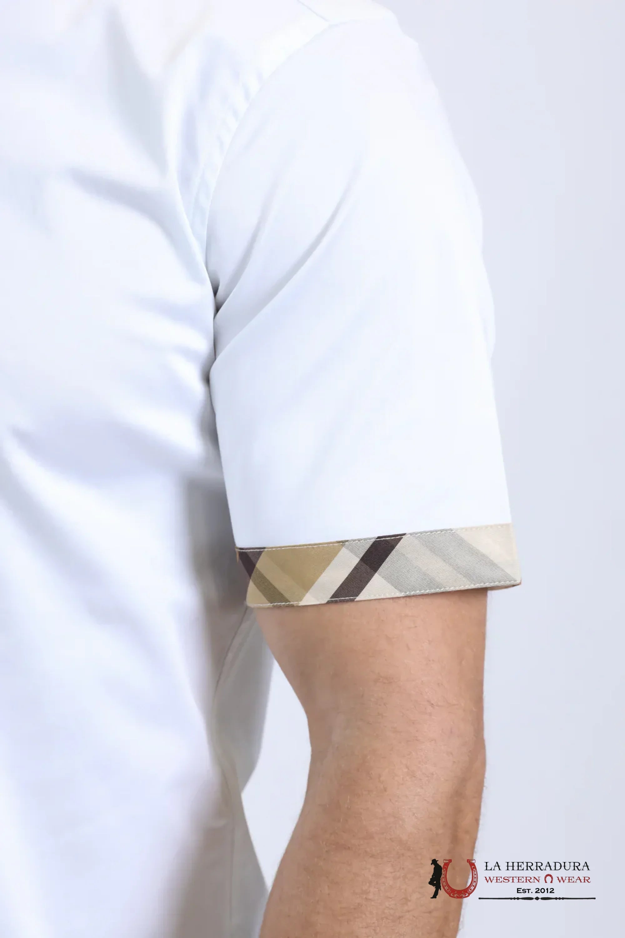 Platini Satin Cotton/Spandex Short Sleeve White Shirt - 10855 ROPA HOMBRES