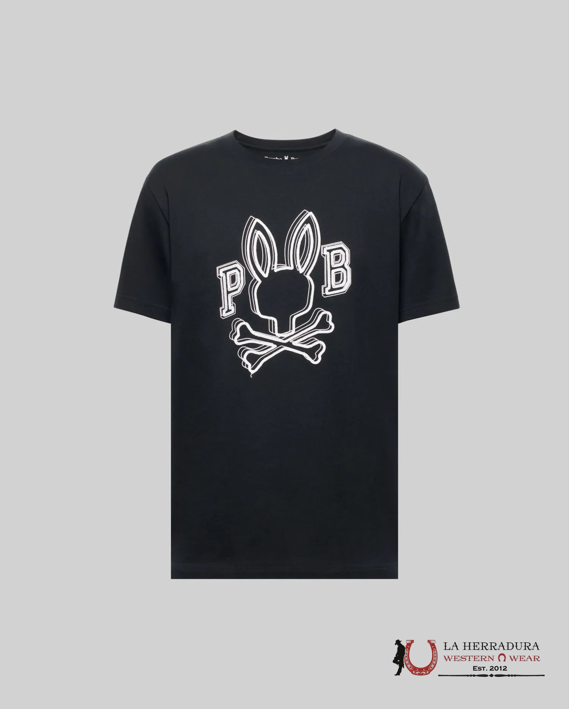 PSYCHO BUNNY BALES GRAPHIC TEE BLACK SHIRT ROPA HOMBRES