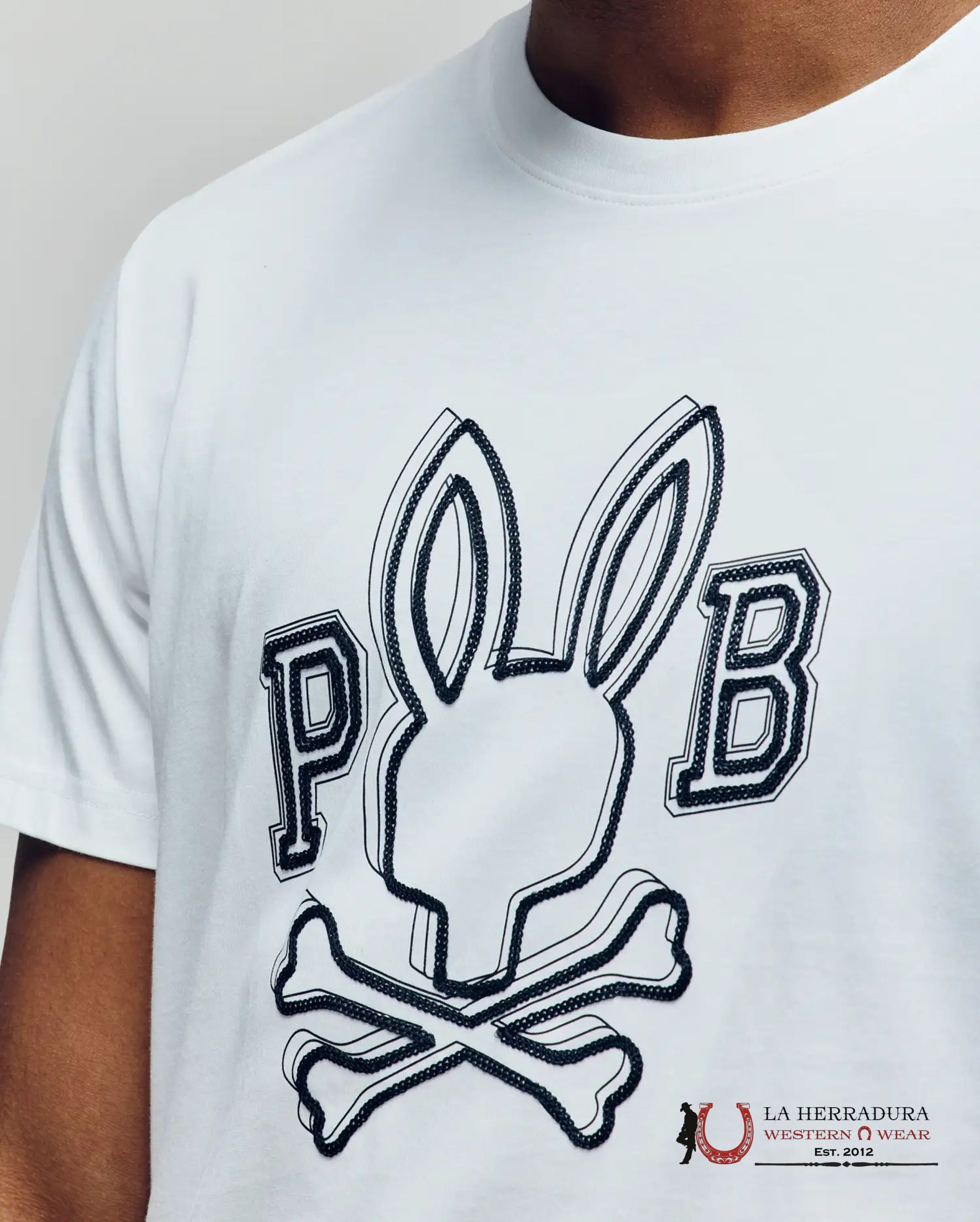 PSYCHO BUNNY BALES GRAPHIC TEE WHITE SHIRT ROPA HOMBRES
