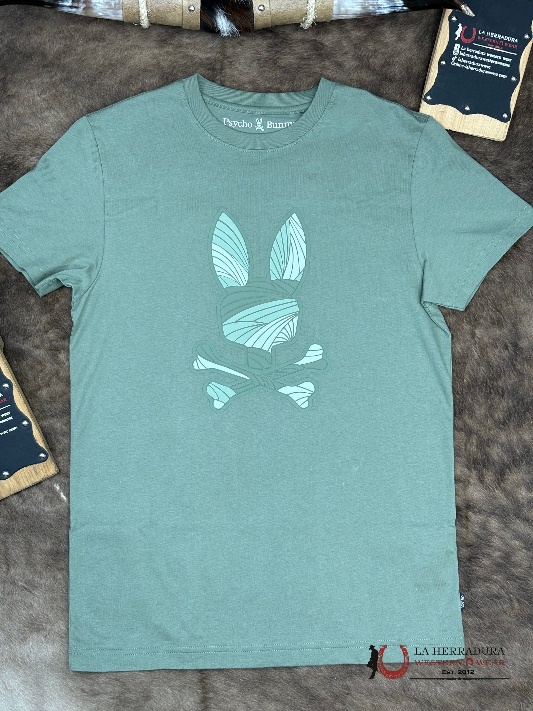 PSYCHO BUNNY Baxter Graphic Tee Green Short Sleeve ROPA HOMBRES