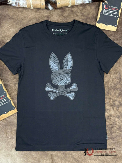 PSYCHO BUNNY CAMISETA GRÁFICA BAXTER DE HOMBRE MANGA CORTA NEGRA B6U409F200