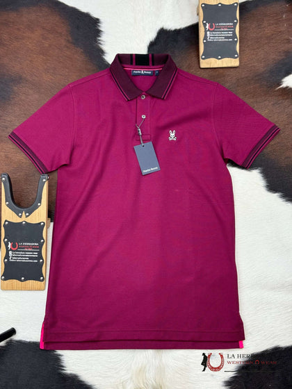 PSYCHO BUNNY MEN BRADFORD PIQUE POLO 607 CRIMSON