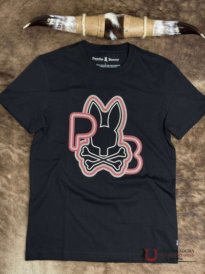 CAMISETA GRÁFICA CARLO PARA HOMBRE PSYCHO BUNNY NEGRA MT0200049