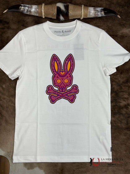 CAMISETA GRÁFICA BLANCA PSYCHO BUNNY DÍA DE MUERTOS HOMBRE MT0200085