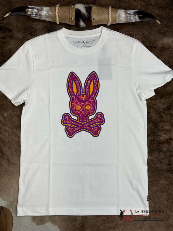 CAMISETA GRÁFICA BLANCA PSYCHO BUNNY DÍA DE MUERTOS HOMBRE MT0200085
