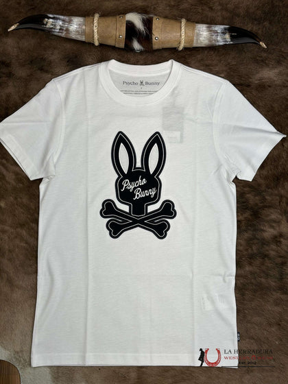 CAMISETA GRÁFICA PSYCHO BUNNY MEN DERECK CENTRADA BLANCA MT0200048
