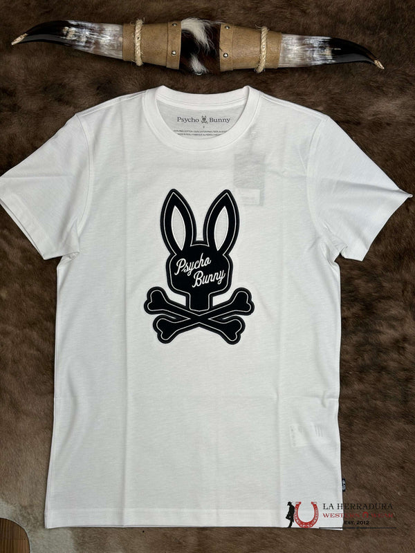 CAMISETA GRÁFICA PSYCHO BUNNY MEN DERECK CENTRADA BLANCA MT0200048