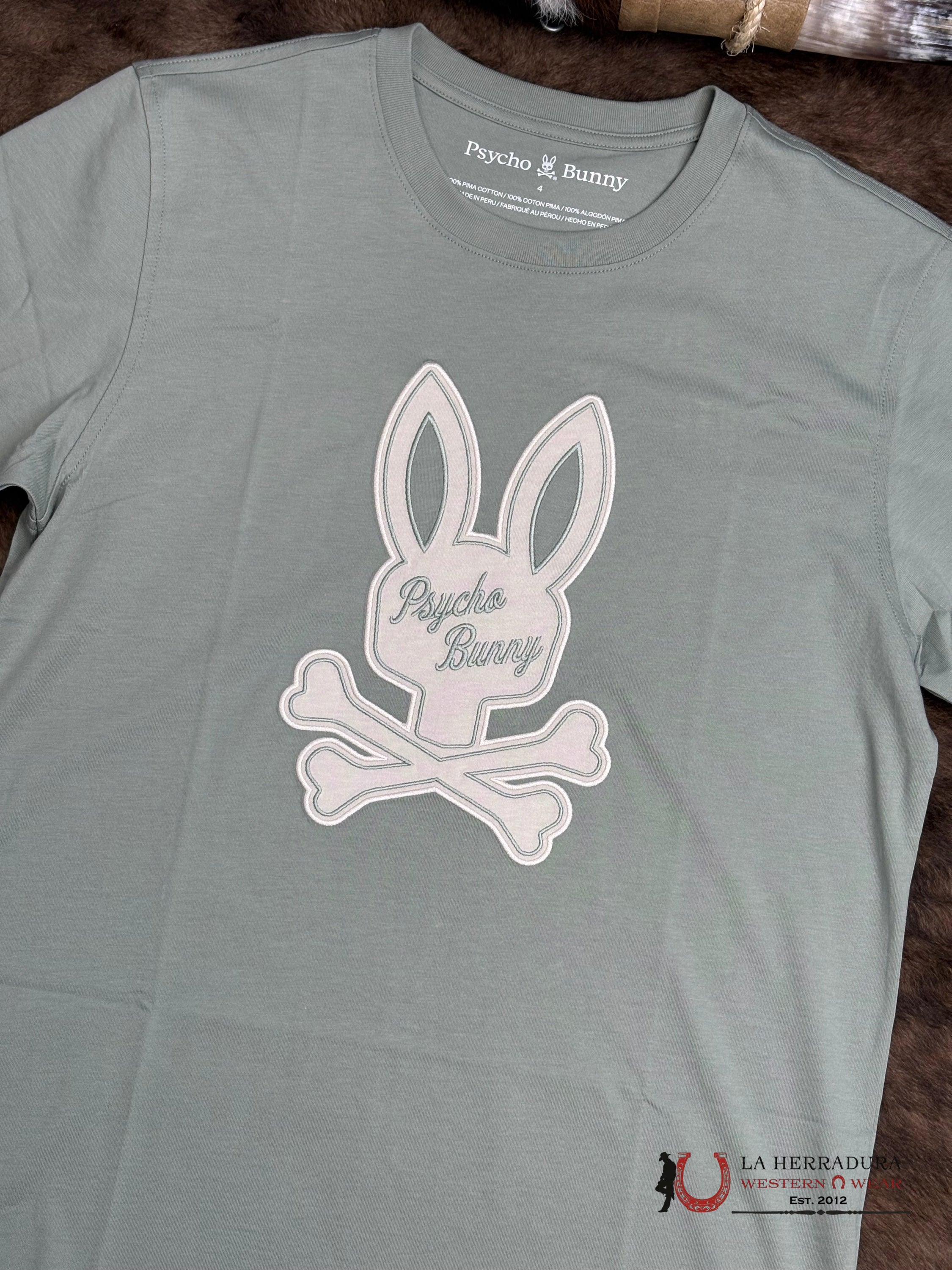 PSYCHO BUNNY DEREK CENTER GRAPHIC TEE lCEBERG GREEN SHIRT ROPA HOMBRES