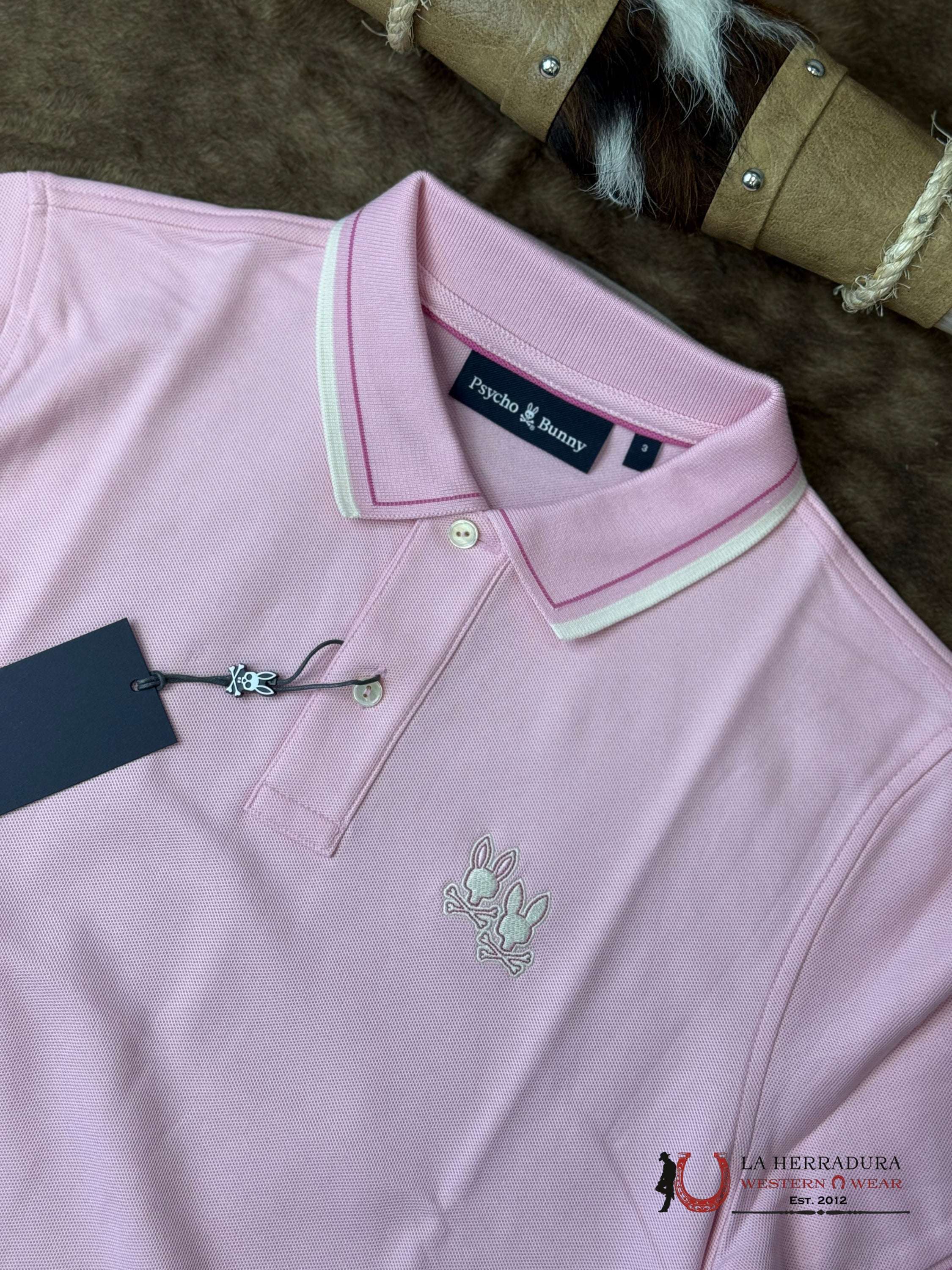 PSYCHO BUNNY MEN ELLIOT PIQUE POLO ROMANCE ROSE SHIRT B6K505F200