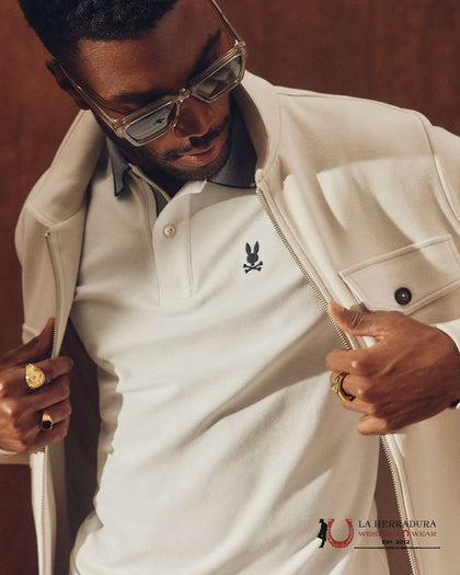 PSYCHO BUNNY MEN EVANDALE OXFORD POLO NATURAL LINEN B6K507F200