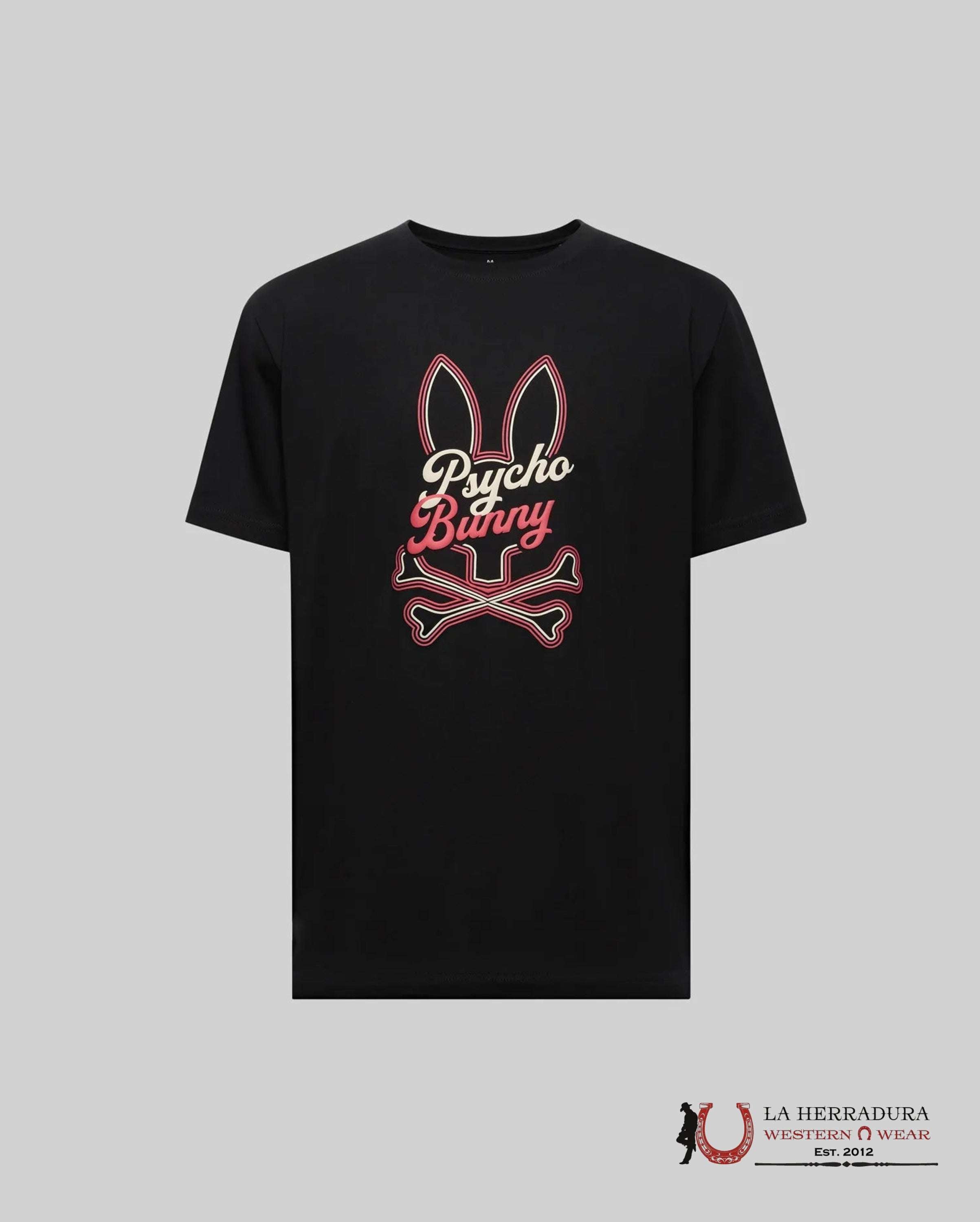 PSYCHO BUNNY MEN GARRET GRAPHIC TEE BLACK SHIRT MT0200050 - La