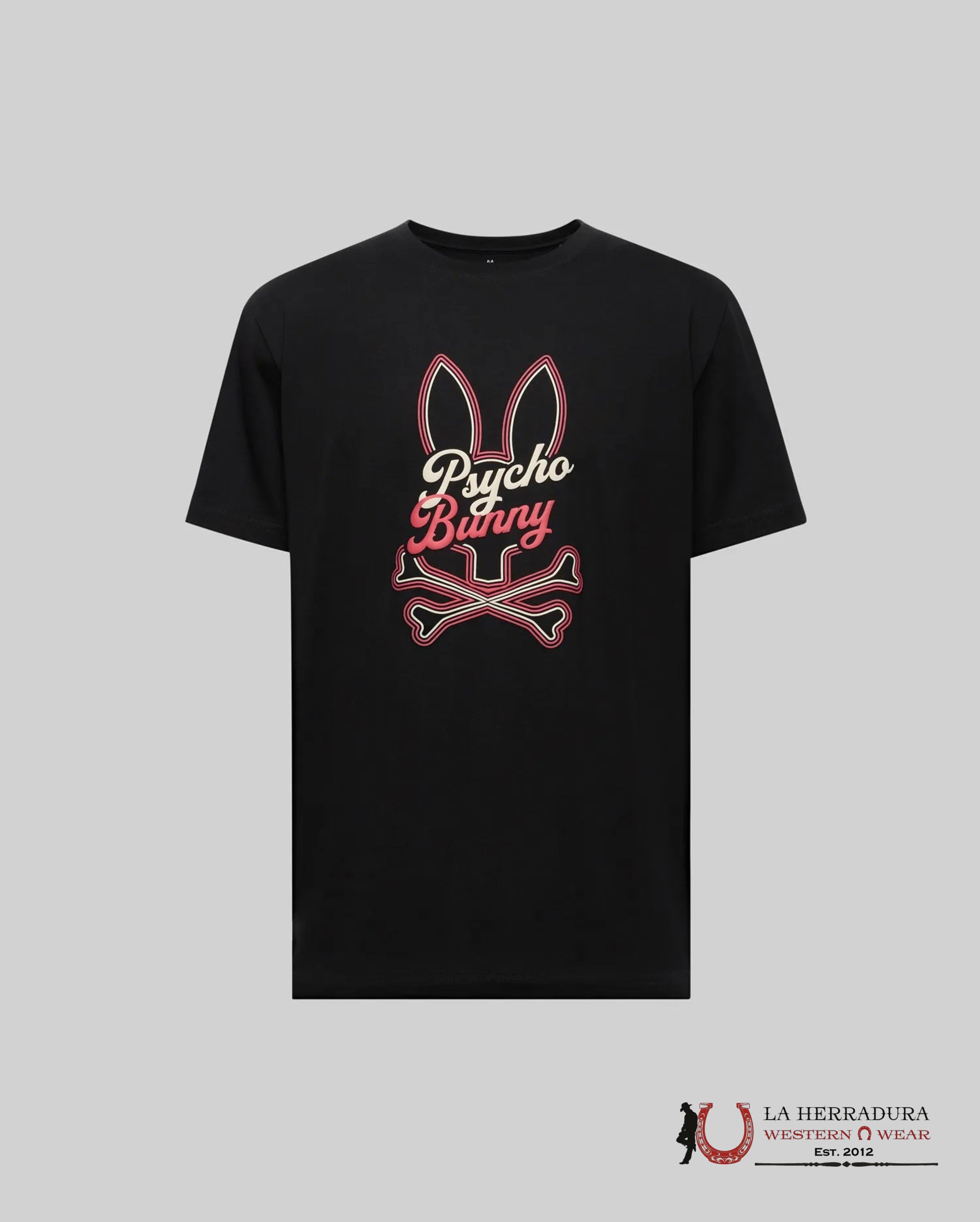 PSYCHO BUNNY GARRET GRAPHIC TEE BLACK SHIRT ROPA HOMBRES