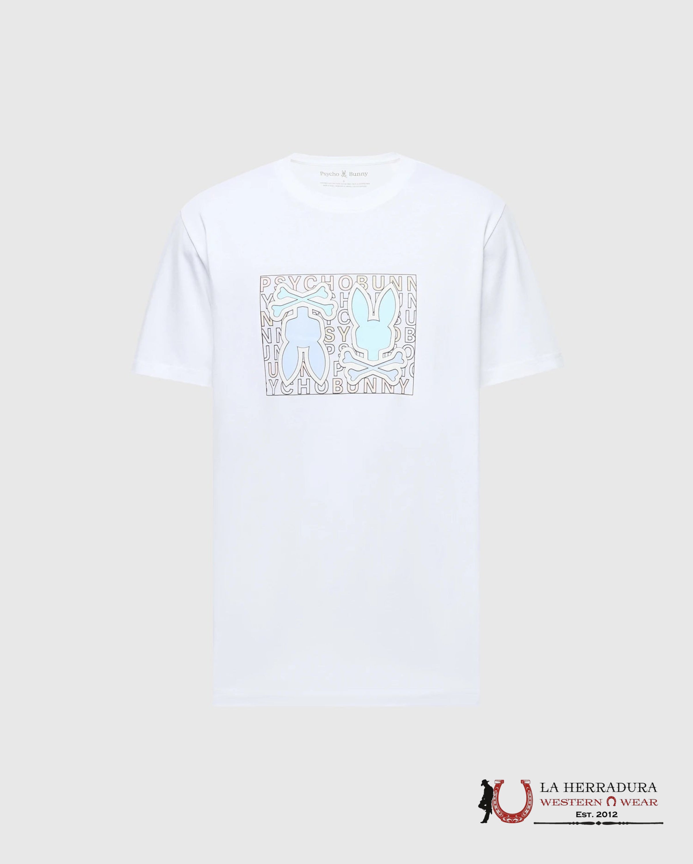 PSYCHO BUNNY GOLD COA ST GRAPHIC TEE WHITE SHIRT ROPA HOMBRES