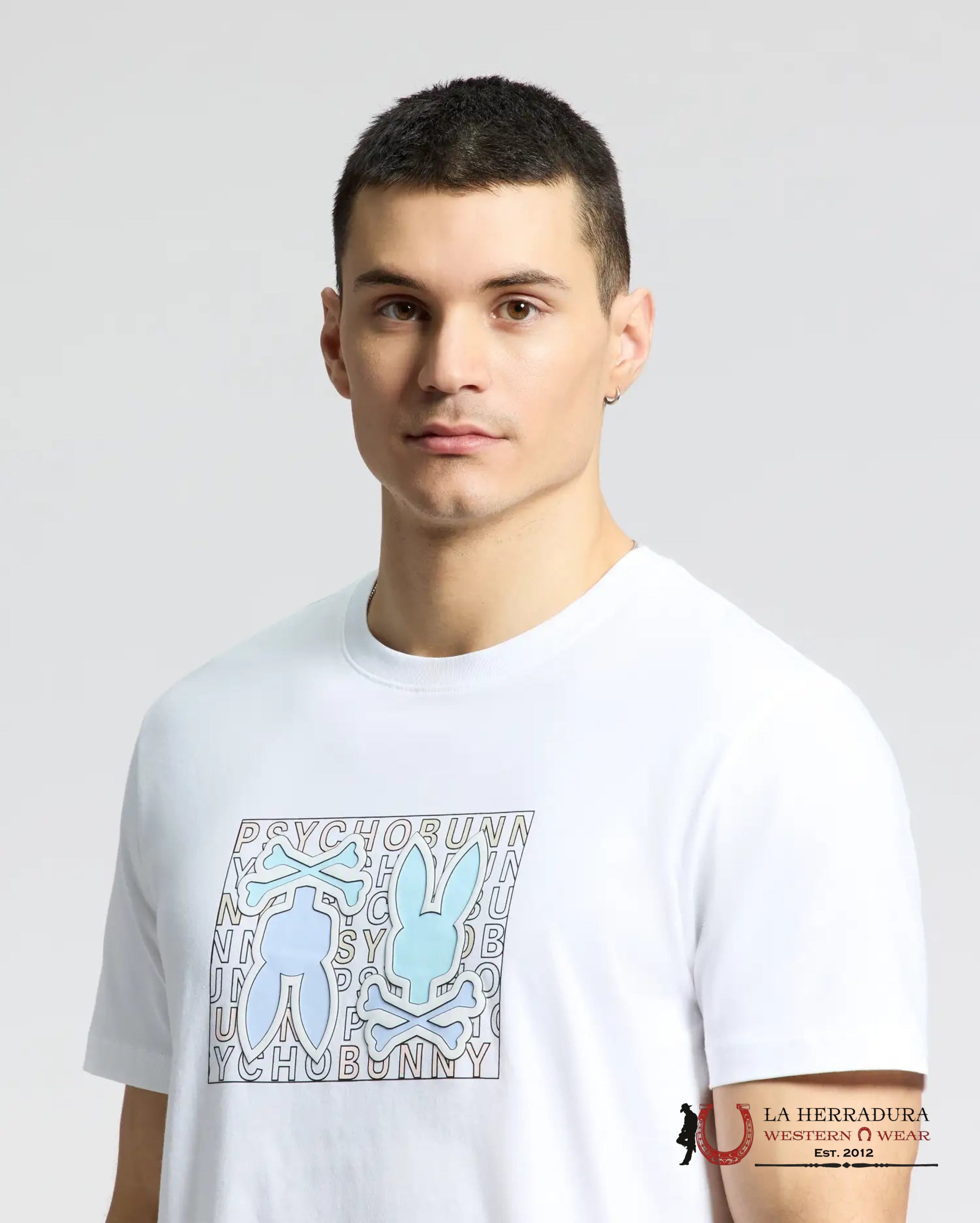 PSYCHO BUNNY GOLD COA ST GRAPHIC TEE WHITE SHIRT ROPA HOMBRES