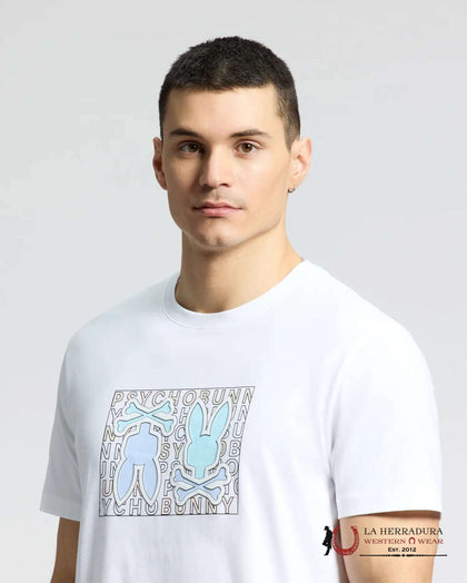 PSYCHO BUNNY CAMISETA GRÁFICA HOMBRE GOLD COA ST BLANCA B6U631F200