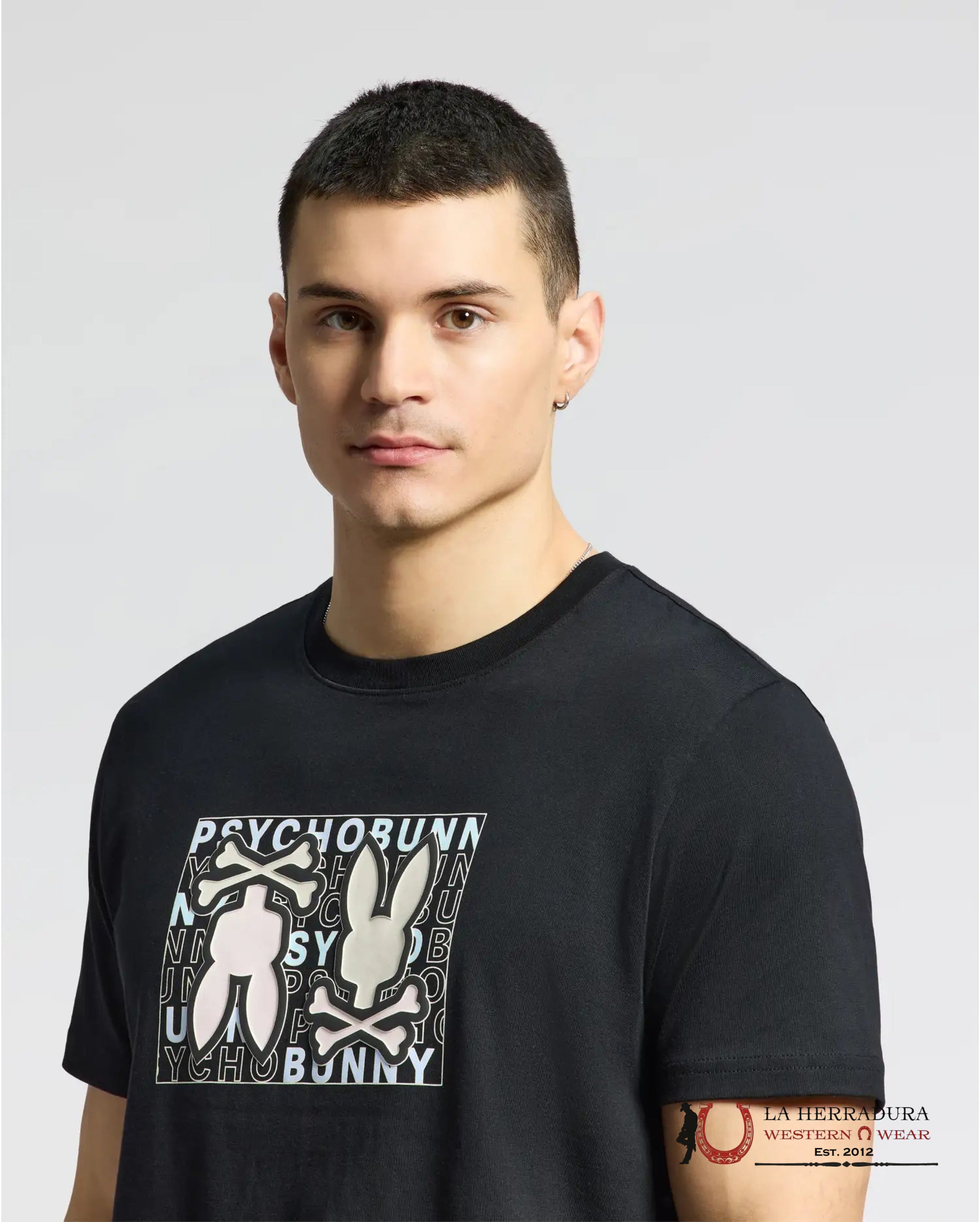 PSYCHO BUNNY GOLD COAST GRAPHIC TEE BLACK SHIRT ROPA HOMBRES