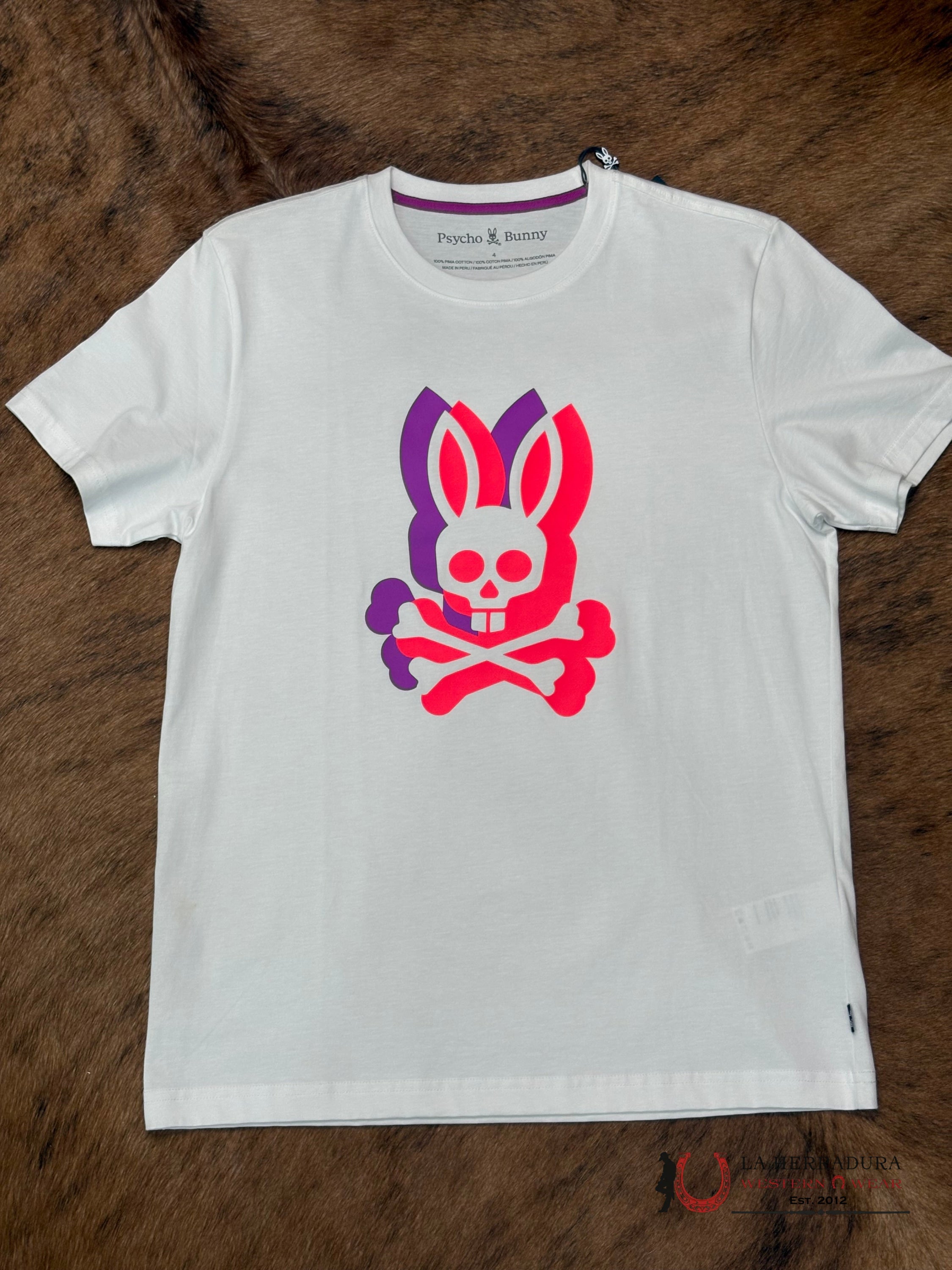PSYCHO BUNNY GROVES GRAPHIC TEE WHITE CAP GRAY SHIRT ROPA HOMBRES