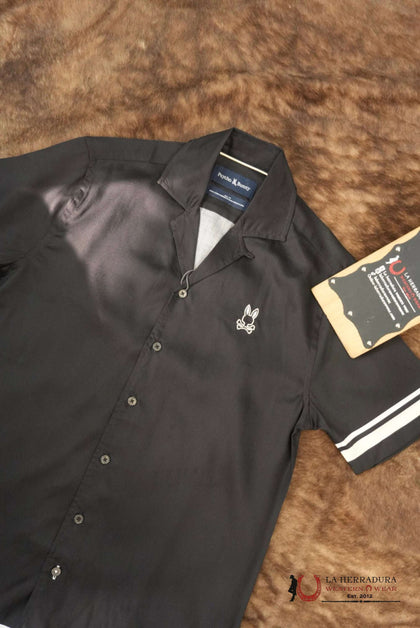 CAMISA ESTAMPADA ADEN BOARDER PARA HOMBRE PSYCHO BUNNY NEGRA MT0300015
