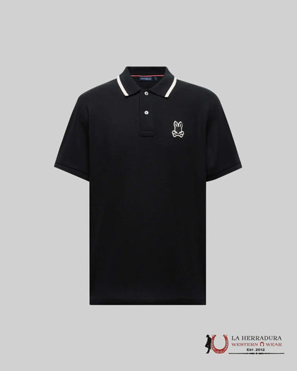 PSYCHO BUNNY POLO PIQUÉ FENLEY PARA HOMBRE NEGRO MT0100009