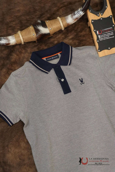 PSYCHO BUNNY MENS QUINTON TEXTURE PIQUE POLO NATURAL LINEN