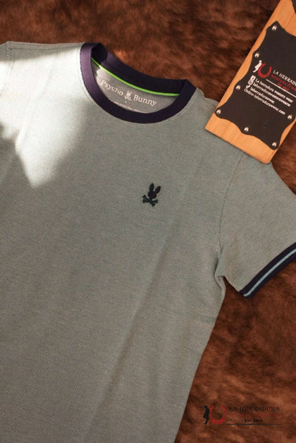 PSYCHO BUNNY CAMISETA QUINTON TEXTURES PIQUE VERDE PARA HOMBRE MT0200040