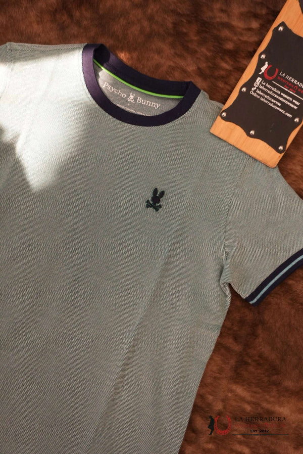 PSYCHO BUNNY MENS QUINTON TEXTURES PIQUE TEE GREEN MT0200040