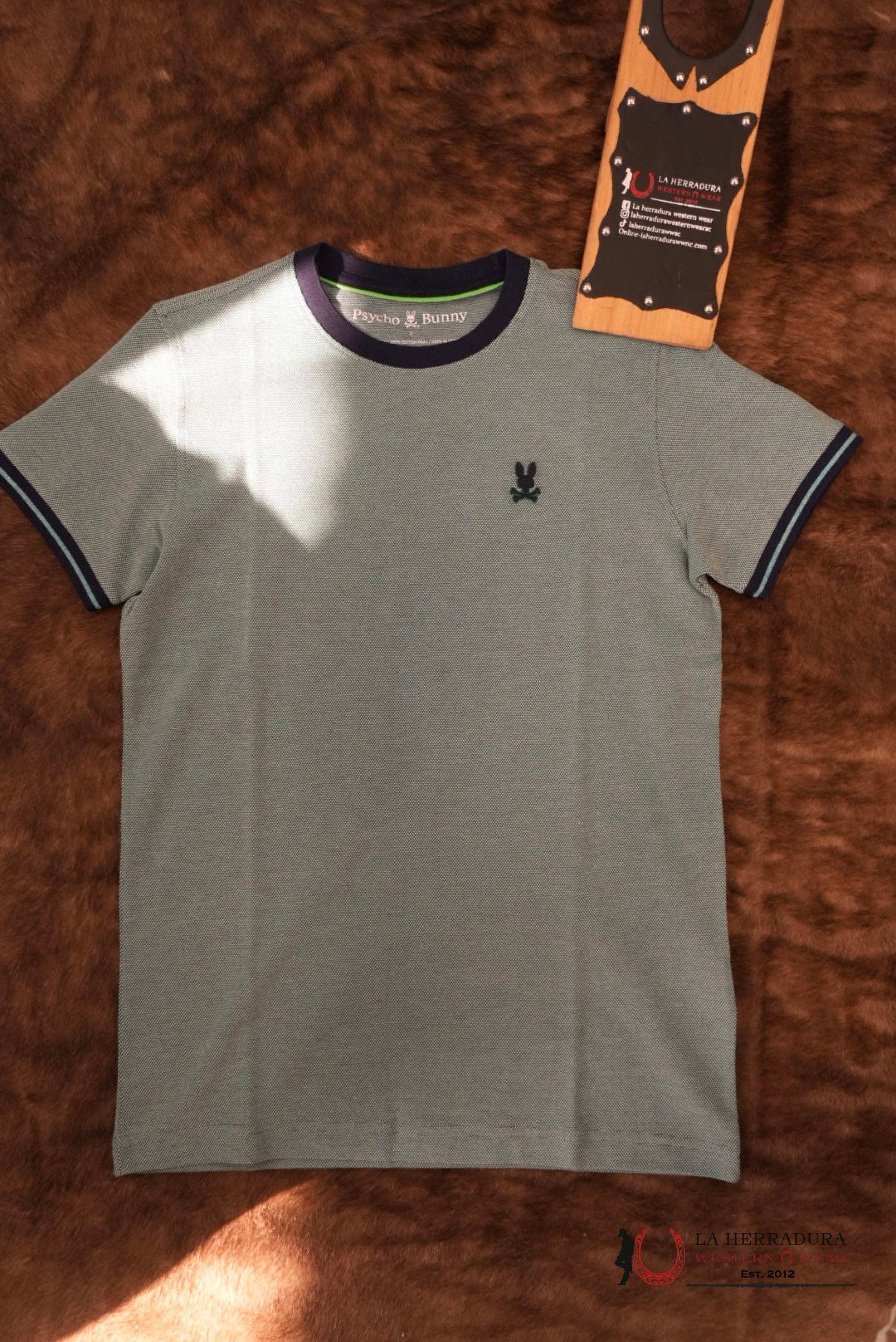 Psycho Bunny Men’s Quinton Textures Pique Tee Green Combo ROPA HOMBRES