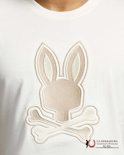 CAMISETA GRÁFICA BORDADA PSYCHO BUNNY MEN NEW CASTLE ECRU B6U415F200