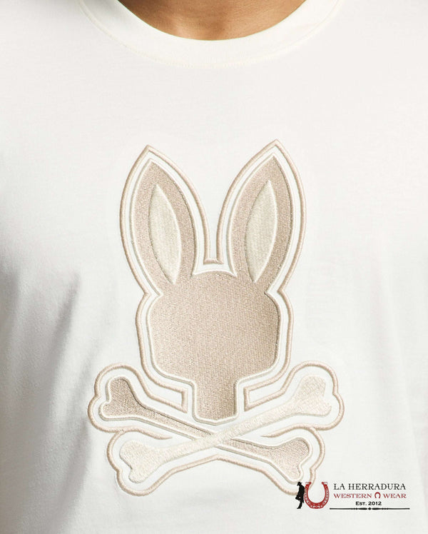 CAMISETA GRÁFICA BORDADA PSYCHO BUNNY MEN NEW CASTLE ECRU B6U415F200
