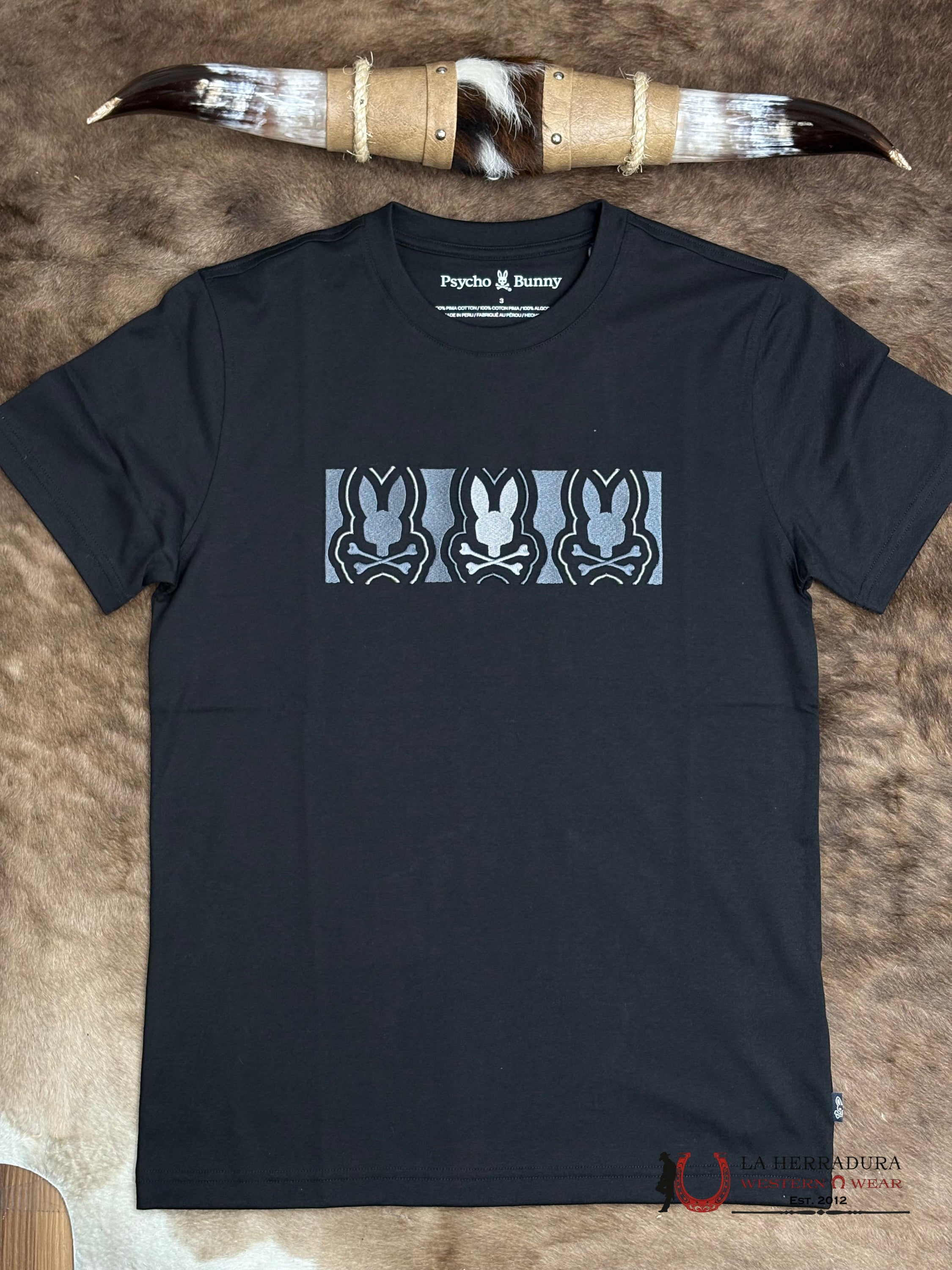 PSYCHO BUNNY ROB GRAPHIC TEE BLACK SHIRT ROPA HOMBRES